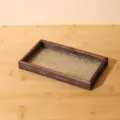 Vintage houten dienblad met begonia glaspatroon, rechthoekig decoratief thee blad. - Klein Rechthoekig / 20x12cm / Natuurlijke houtkleur