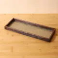 Vintage Chinese Begonia Glas Houten Dienblad Thee Opslag Rechthoekige Bureau Decor - Middelgroot Rechthoekig / 31x12cm / Natuurlijke houtkleur