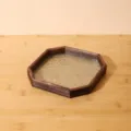 Vintage achthoekig houten glas dienblad met begonia bloem patroon voor huis tafel decoratie. - Klein Achthoek / S / Natuurlijke houtkleur