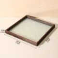 Vintage houten dienblad met begonia glas vierkante decoratieve serveerschaal 24cm - Vierkant / 24cm / Natuurlijke houtkleur