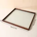 Vintage Chinese begonia glas houten vierkante dienblad thee set opbergmand organizer 40cm - Vierkant / 40CM / Natuurlijke houtkleur