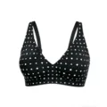 Wireless polka dot bra for women, comfortable seamless push-up undergarment with wide straps. - Black Polka Dot
