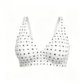 Women seamless wireless polka dot push up bra comfort soft thin everyday underwear - White Polka Dot