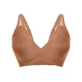 Seamless push-up bra for women, wireless comfortable daily wear underwear in caramel color. - Coffee