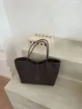 Σκούρο Καφέ Πλεκτή Τσάντα Tote Γυναικεία Vintage Σικ Τσάντα Ώμου Κομψή Καθημερινή Χειρός - Χωρίς μενταγιόν / Καφέ