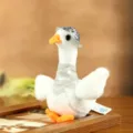 Cute white duck plush toy with sparkling hat and polka dot scarf, soft doll gift. - Gray