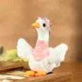 Cute plush duck toy keychain with pink sequin hat and polka dot bib soft stuffed doll gift - Pink