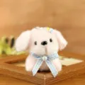Süßer Hund Plüschtier Schlüsselanhänger rosa Stofftier Tasche Anhänger blaue Schleife. - 9cm / Rosa