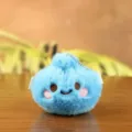 Süßer blauer Plüsch-Dampfnudel-Schlüsselanhänger, flauschiger Cartoon-Anhänger für Rucksack. - Blau