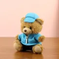Plush teddy bear toy with blue jacket and hat variant for car decoration or cute gift keychain - 13cm / Blue