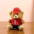 Cute teddy bear plush toy pendant with red jacket and hat for car decoration and gifts. - 13cm / Red