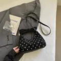 Bolso bandolera de lunares negros estilo coreano dulce con lazo, bolso de moda. - Negro sin Colgante