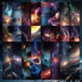 Detailaufnahme von 24 Stueck Weltraum Planeten Lesezeichen, traeumerische Galaxie Karten. - Planet / 24er Pack