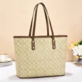 Sac cabas monogramme vintage classique pour femme, élégant sac porté épaule marron grand. - Style 2 / Beige