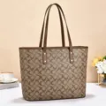 Sac cabas monogramme marron vintage pour femme, grand sac porté épaule pour le quotidien. - Style 2 / Kaki