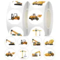 Construction vehicle stickers roll 500pcs kids toy decorative labels waterproof round decals - Construction Vehicle
