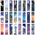 Set of 24 anime illustration paper bookmarks, starry sky and scenic designs for DIY reading. - Anime Illustration / 24 Pieces