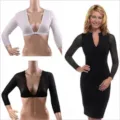Mesh arm shaper bolero shrug sleeves with front closure, black and white 2 in 1 top. - M / Set / 2 Pieces/Pack / Black And White