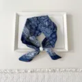 Navy Porcelain Floral (With Pearl Buckle) / 56cm