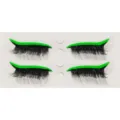 Wiederverwendbarer gruener Glitzer Eyeliner mit schwarzen falschen Wimpern Aufkleber Set. - Neongrün (ELB104)
