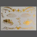 Goldfolien Stern Gesicht Tattoosticker, metallische temporäre Körperkunst Variante für Party. - Sternenhimmel Planet Stil (KF2-26048)