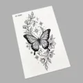 Schwarz weiße Schmetterling Blumen temporäre Tattoo Aufkleber wasserdicht Body Art - K0-26004 (Schmetterling & Reben)