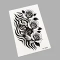 Schwarz-weißer Tiger und Rose temporäre Tattoo-Aufkleber, wasserdichte Körperkunst. - K0-26009 (Tiger & Rose)