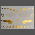 Adhesivo de tatuaje temporal de cara de estrella dorada, fiesta festival impermeable brillante arte. - Estilo Fase Lunar Estrellada (KF2-26053)