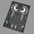 Temporary tattoo sticker sheet featuring floral moon and magic wand designs for hand body art. - Henna Tattoo Stencil (WS3-26002)