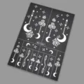 Henna tattoo stencil sticker sheet featuring elegant crescent moon, rose, and lantern patterns. - Henna Tattoo Stencil (WS3-26003)