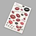 Wasserdichte temporäre Lippen-Tattoo-Aufkleber, rote und schwarze Kuss-Sticker für Party. - Muster K025093