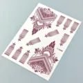 Henna temporary tattoo sheet, Indian mehndi floral transfer sticker for body art and parties. - Mehndi Pattern (J1-26008) / Brown