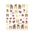 Autocollants ongles squelette Halloween gothique avec nœud rose et côtes dorées déco DIY - DP1-26038