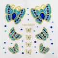 3D blaue Schmetterling Gesicht Strass Aufkleber, Kristall Festival Party Make-up Schmuck Sticker Bogen. - Blauer Schmetterling mit Strass