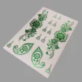 Grün silber Blumen Henna temporäre Tattoo Aufkleber wasserdicht Körperkunst Aufkleber - Grüner Blumenstil (JG-26020)