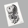 Wasserdichtes temporäres Tattoo mit schwarzem Eule und Traumfänger Motiv für Arme. - K0-26013 (Eule & Traumfänger)
