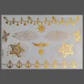 Pegatina de tatuaje temporal de cara dorada metálica con estrellas y ancla para fiesta. - Estilo Estrellado Náutico (KF2-26057)