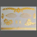 Hoja de tatuaje temporal de cara de oro metálico pegatina impermeable para fiesta diseño - Estilo Floral de Hoja (KF2-26059)