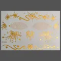 Pegatina de tatuaje facial de lámina de oro impermeable temporal con purpurina para fiesta. - Estilo Flor de Mariposa (KF2-26060)