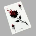 Wasserdichter temporärer TattoosAufkleber mit schwarzroter Gothic Flammen Rose Design. - K0-26025 (Flammen-Rose)