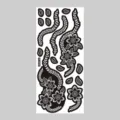 Gedetailleerd overzicht van een zwart bloemig tijdelijk tatoeagevel, fijn kanten ontwerp. - Kant Bloemen Stijl (T9-25001)