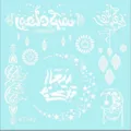 Weisse Ramadan temporaere Tattoos Aufkleber mit Halbmond Sternen und arabischer Kalligrafie. - Stil K7342