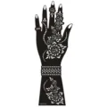 Henna tattoo sticker template, black floral hand and arm design, temporary waterproof body art. - Left Hand Style (S8032L)