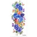 Wasserdichter temporärer Tattoo-Aufkleber mit blauen Rosen, Schmetterlingen und Aquarell-Blumen. - Blau Rose (K425036)
