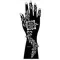 Bloemen henna tatoeage sticker sjabloon met elegante pioenroos en wijnstok hand patronen. - Rechterhand Stijl (S8037R)