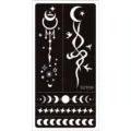 Reusable henna tattoo stencil template featuring moon and star designs for body art. - Moon Star Geometric Style (S21006)