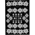Henna tattoo stencil sticker, black hollow flower pattern body art template S3554 - Style S3554