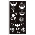 Celestial moon crystal floral henna tattoo stencil template sheet for DIY body art transfer. - Moon Phase Crystal Floral Style (S21007)