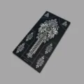 Detailed view of black floral henna tattoo stencil sheet with intricate patterns for art. - WS2-25007 Geometric Floral