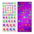 Kinder fluoreszierende Schmetterling Blume Tattoos leuchtend lila weiss Variante Design - Schmetterling Blumenmuster (K425002)